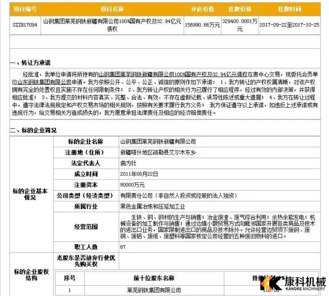 重磅！萊鋼集團將以32.94億元打包轉讓萊鋼新疆有限公司！